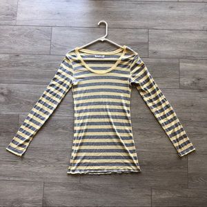 Michael Stars Tees Henley Long Sleeve Stripe USA